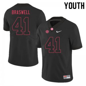 NCAA Youth Alabama Crimson Tide #41 Chris Braswell Stitched College 2020 Nike Authentic Black Football Jersey WK17S64JA